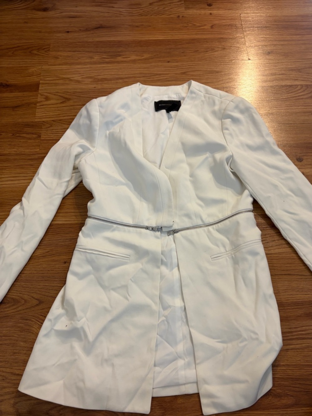 BCBGMaxAzria White Long Blazer Jacket